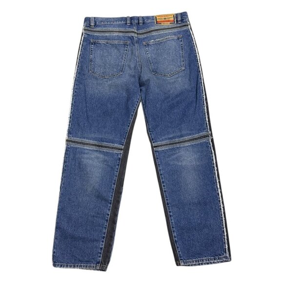 DIESEL Raw Edge Trim Designer Straight Fit Denim Jeans Black Blue Mens 36x32 - Picture 5 of 7